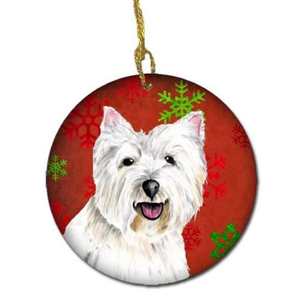 Westie Red Snowflakes Holiday Christmas Ceramic Ornament