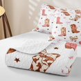 thumbnail image 4 of Homewish White Pink Cowgirl Boots Bow Star Print Twin Quilt Set,Western Style Twin Coverlet Set For Girls,2 Pieces, 4 of 7