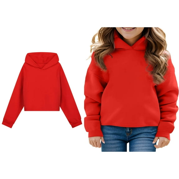 Kids Hoddies Kids Red Hoodie Casual Long Sleeve Sweatshirts Warm Fall Winter Clothes Girls Size 4-5 Years Clothes