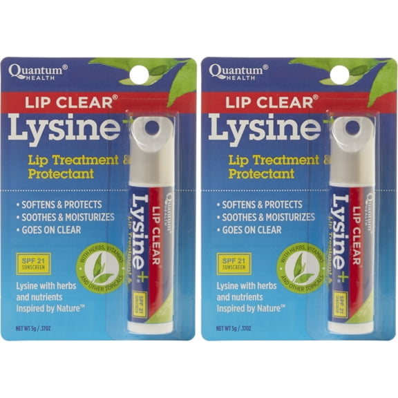 2 Pack Lip Clear Lysine  Cold Sore Treatment All Natural Lip Balm .17 Oz Each