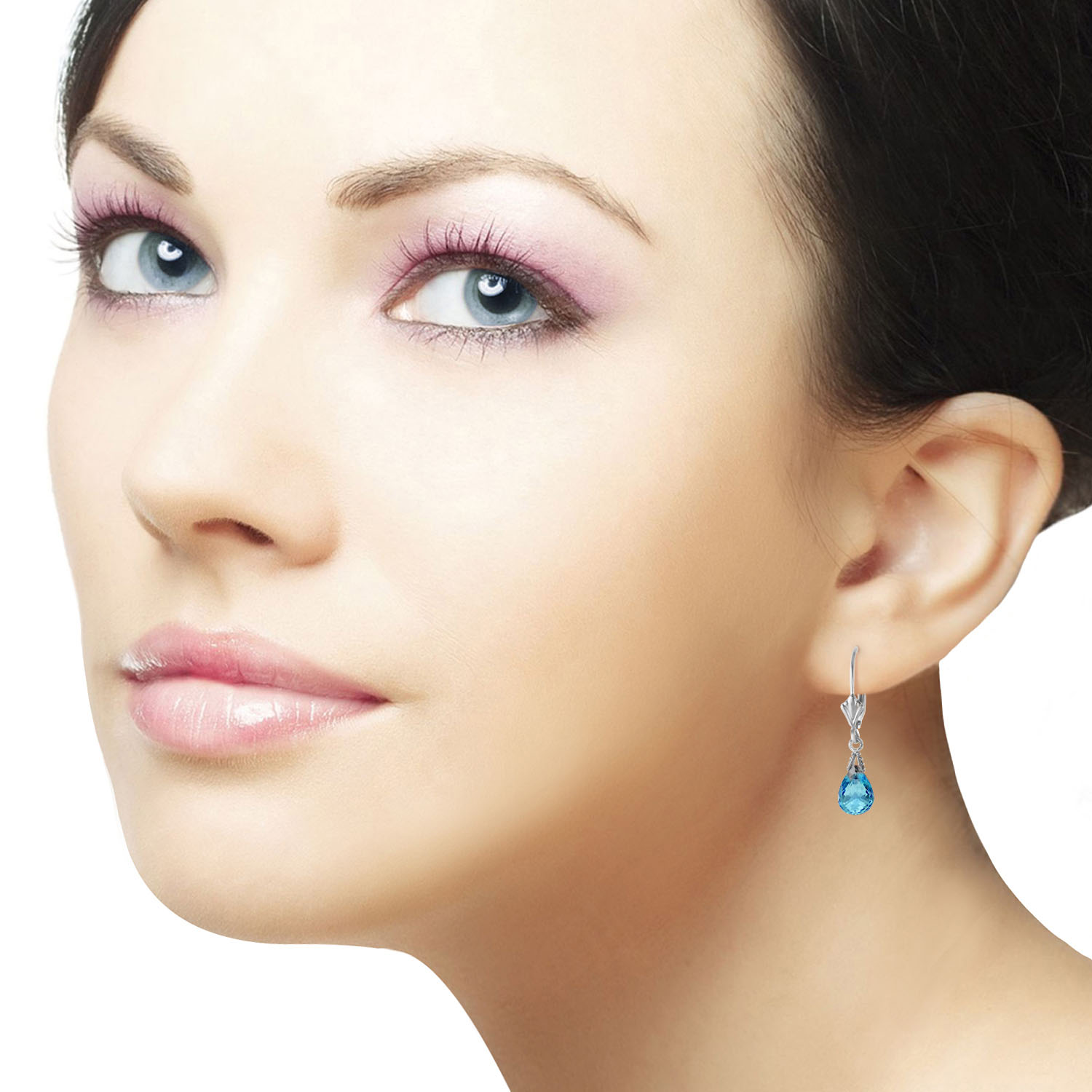 Galaxy Gold 14K Solid Gold Natural Blue Topaz Drop Earrings for Women - White Gold Fine Jewelry