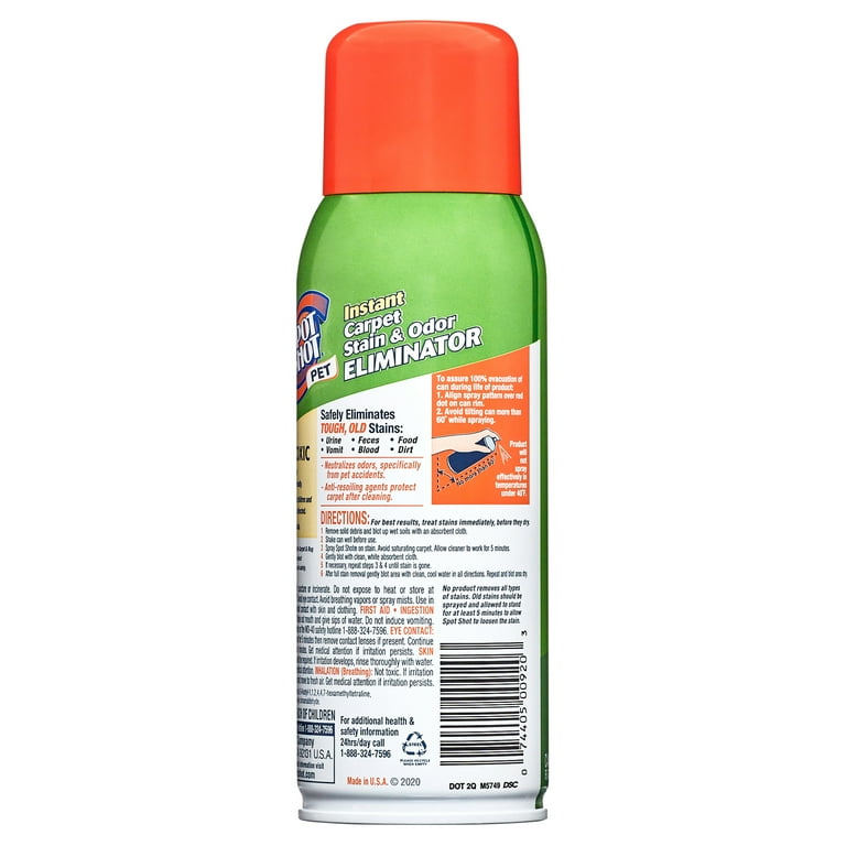 Spot Shot Pet Instant Carpet Stain and Odor Eliminator Aerosol Spray 14 Ounce Walmart