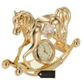 thumbnail image 5 of Matashi  24K Gold Plated w/ Crystal Rocking Horse Desk Clock Ornament, 5 of 5