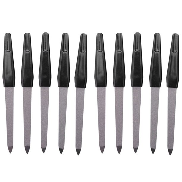 10 Piezas de Unas de Doble Cara de Metal de Manejar de Plastico de Unas Herramienta de Pedicura de Manicura