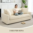 thumbnail image 4 of HOMCOM 3 Seater Sofa, Upholstered Sofa Couch for Bedroom, Cream, 4 of 10