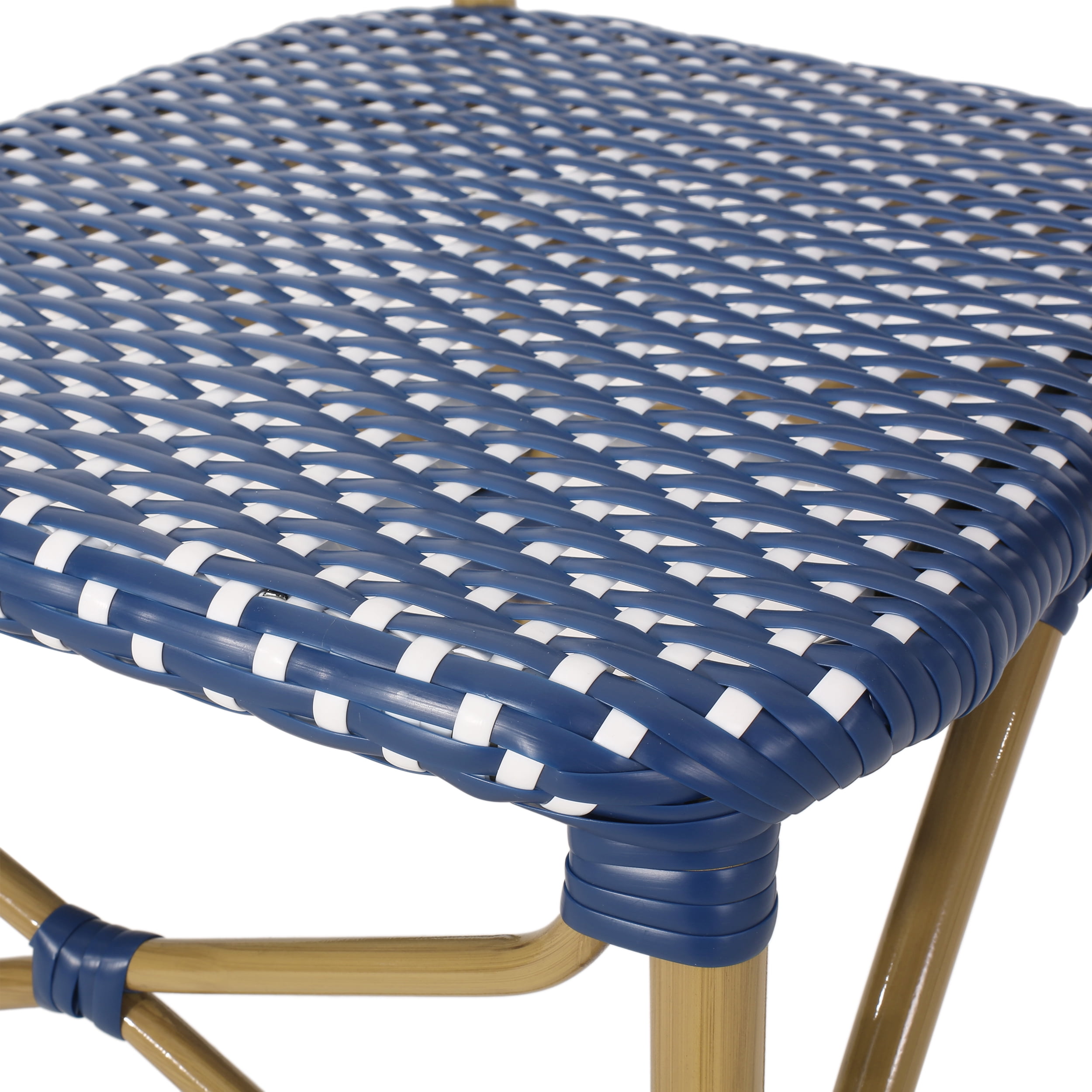 Alger Aluminum Outdoor French Bistro Set, Dark Teal, White, and Bamboo Finish
