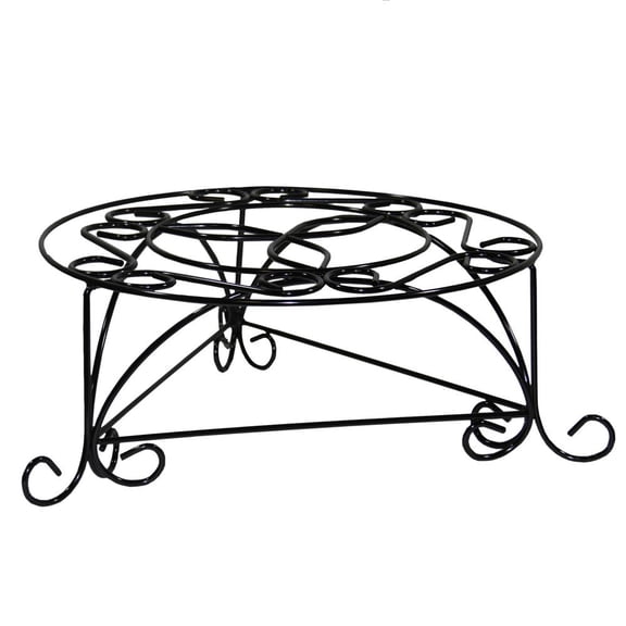 Ore International 6.25"H MOSAIC CAST METAL BLACK/GOLD PLANT STAND