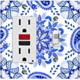 thumbnail image 1 of Metal Light Switch Plate Cover Mandala Blue White Snowflake Tile Pattern MDL088, 1 of 13