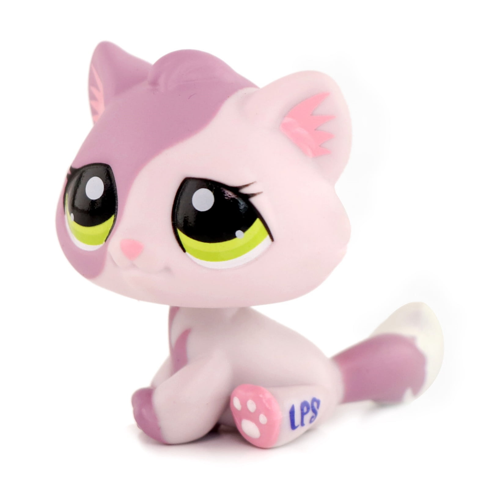 Mini lps shop Purple Tabby Bon Bon Cat #1660 Sitting Kitty Green