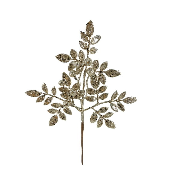 Mainstays 13 inch Gold Leaves Pick, Indoor, Holiday, Plastic