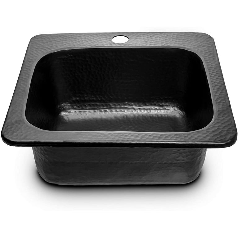Monarch Hand Hammered Solid Surface Matte Black Baxter Drop-In 15 in. Single Bowl Kitchen Bar Prep Sink Monarch Hand Hammered Solid Surface Matte Black Baxter Drop-In 15 in. Single Bowl Kitchen Bar Prep Sink