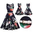 thumbnail image 4 of Vestido De Cuello Redondo,Vestido Elegante Con Estampado Floral Para Mujer Vestido Sin Mangas Diseño Elevado, 4 of 14