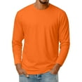 thumbnail image 2 of LNZGNM Long Sleeve Shirts for Men Casual Big and Tall Crew Neck Shirts Solid Plain Cotton Blend Tshirts Lightweight Loose Fit Tee Shirts, Saffron L, 2 of 9