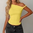 thumbnail image 2 of Fewfanhot Womens Spring Tops One Shoulder Ruched Crop Tank Tops Casual Off The Shoulder Summer Tanks Tops Going Out Crop Shirts, 2 of 6