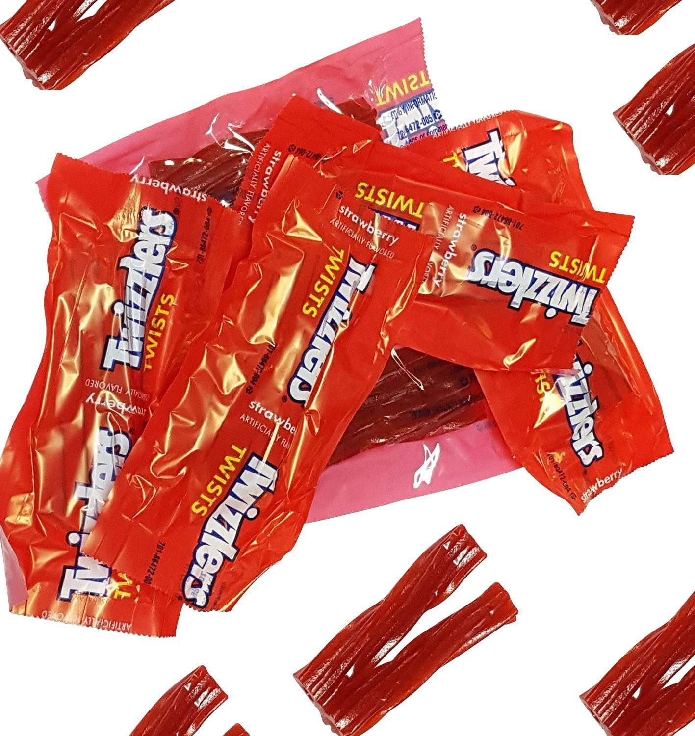 Sugarman Candy Twizzlers Twists Strawberry Flavored Wrapped Candy 5 Pound Bag - Individually Wrapped