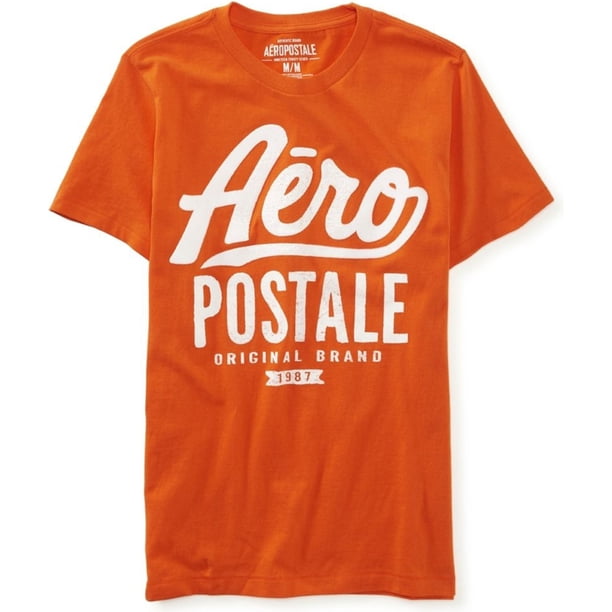 Aeropostale - Camiseta con adornos de fieltro Aero Original para hombre, naranja, XX-Large Aeropostale Camiseta adornada