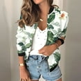 thumbnail image 3 of Womens Full Zip Bomber Jackets with Pockets Floral Print Long Sleeve Casual Fall Coat Outerwear Lightweight (XL, White 01), 3 of 7