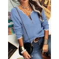 thumbnail image 5 of Long Sleeve Women's V Neck Sweater Half Zipper Knit Sweater Casual Cricket Jumper Pullover, 5 of 6