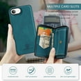 thumbnail image 7 of For iPhone 16e Case, Detachable 2 in 1 PU Leather Zipper Wallet Case for Women Men with RFID Blocking Removable Card Holder Slot Magnetic Closure Shockproof Protective Phone Cover,Blue, 7 of 7