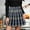 Blue, variant on Yzengfg Women's Casual Plaid High Waist Pleated A Line Mini Skirt Blue Skirt