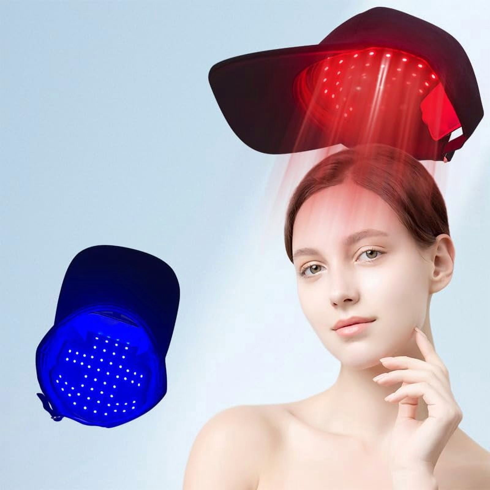 Wearable Scalp Care Hat with Red & Blue Light, Cordless and Rechargeable Hands-Free Light Device for At-Home Wellness Routines, Adjustable Brightness & Modes