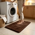 thumbnail image 6 of HomeDM Shaggy Bath Mat 15.7x23.6 in Non Slip Bathroom Rug Soft Absorbent Microfiber Shower Mats Machine Washable Brown Floor Carpet, 6 of 7