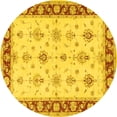 thumbnail image 1 of Ahgly Company Machine Washable Indoor Round Persian Yellow Traditional Area Rugs, 5' Round, 1 of 4