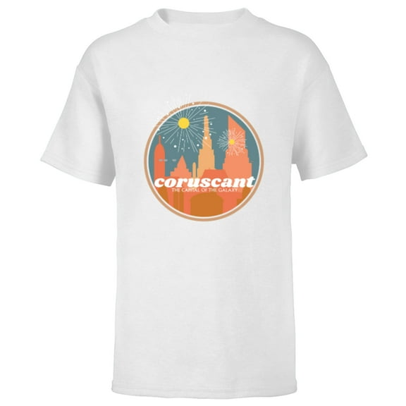 Star Wars Coruscant The Capital of the Galaxy - Short Sleeve T-Shirt for Kids - Customized-White