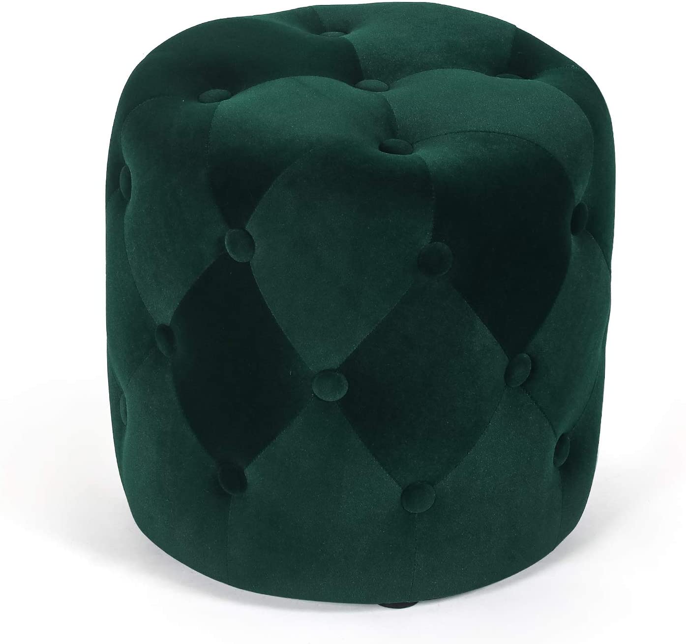 Homebeez Tufted Round Ottoman Upholstered Ottoman Footstool Foot Rest