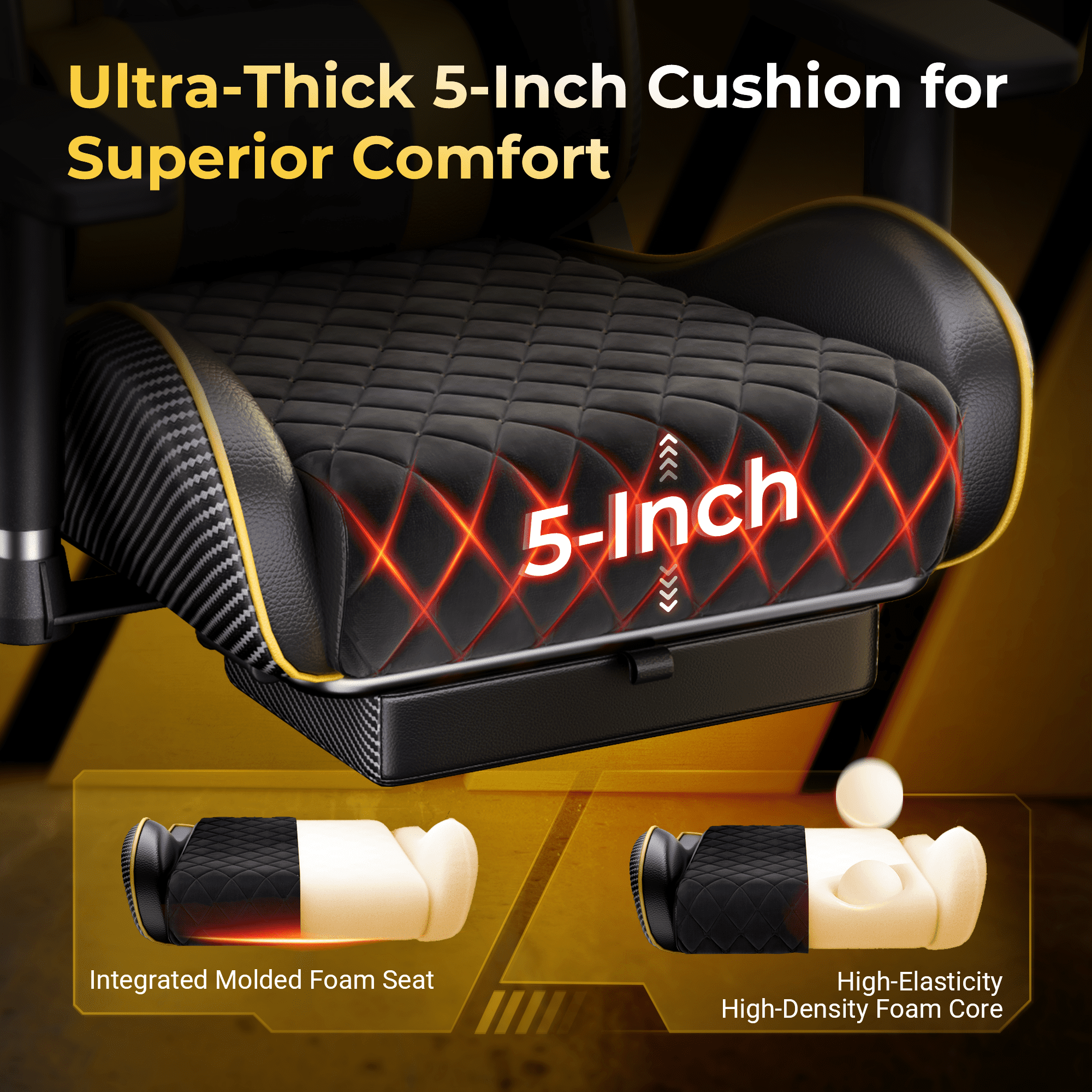 Seenda GCPro-10 Big and Tall Gaming Chair, All-in-One Comfort featuring a Retractable Footrest, High-Back Ergonomic Design, and Fully Adjustable Lumbar & Head Support