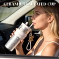 thumbnail image 4 of 24 oz Stainless Steel Tumbler with Lid & Straw - Insulated Leak-Proof Travel Mug, Aesthetic Embossed Coffee Cup, Professional Easter Holiday Gift for Women, Hot & Cold(Black), 4 of 4
