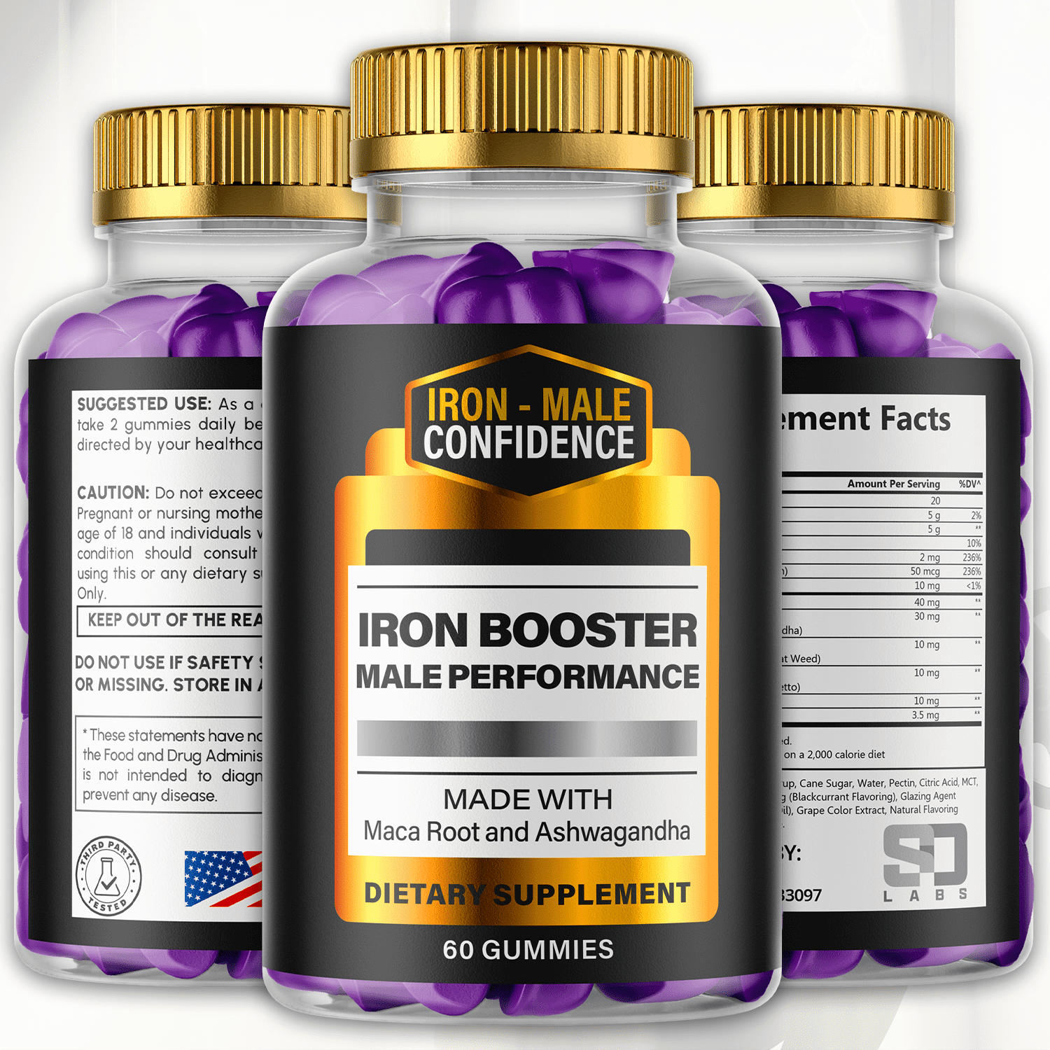 Iron Male Confidence Gummies for Men Advanced Formula Supplement 180 Gummies