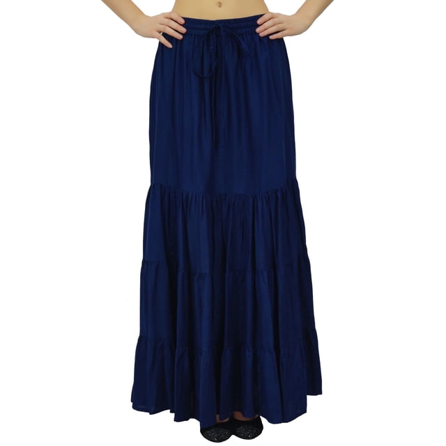 Bimba Jupe Longue Évasée Boho Taille Élastique en Rayonne Boho