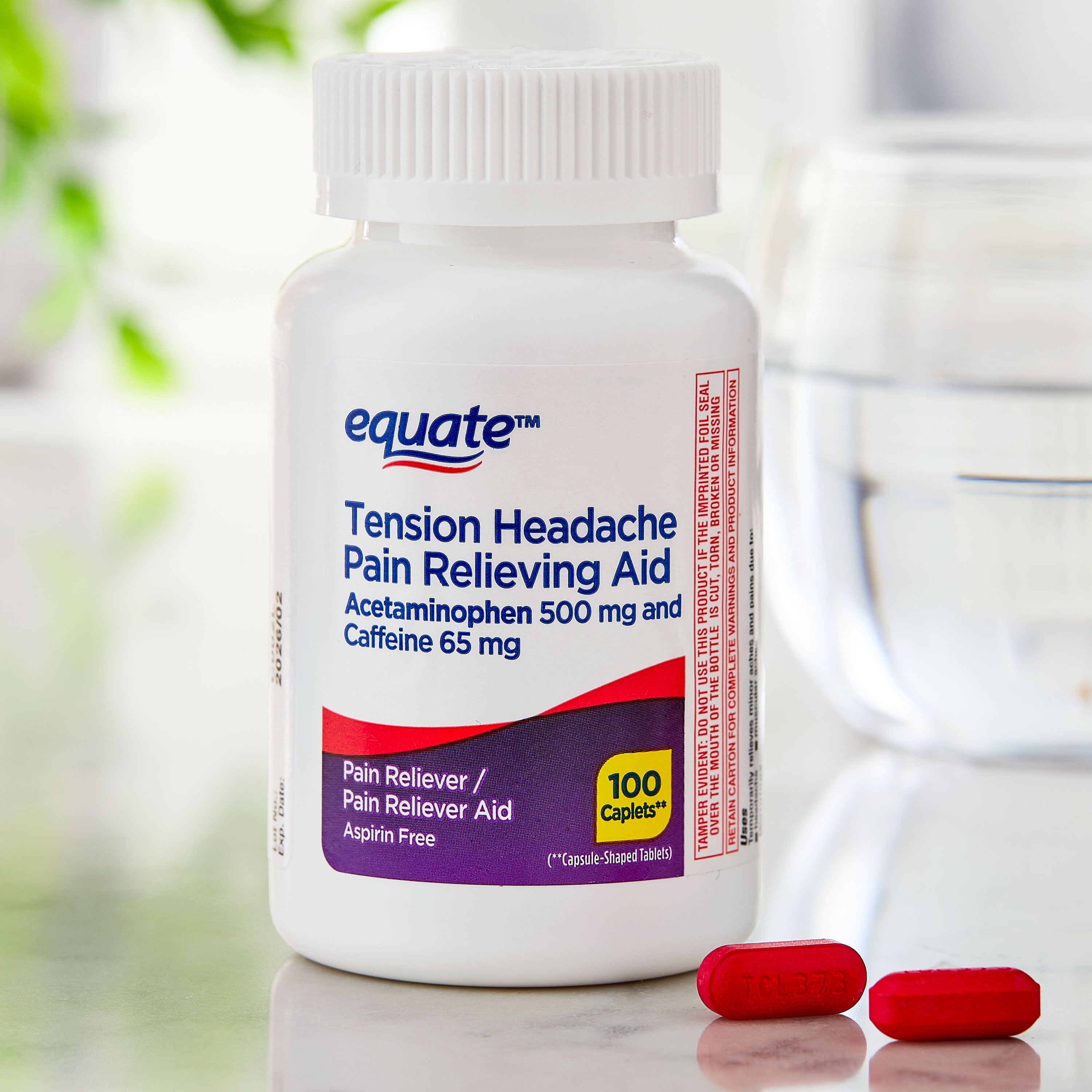 Equate Tension Headache Pain Relieving Aid Acetaminophen and Caffeine Caplets, 100 Count, Compare to Excedrin® Tension Headache Active Ingredients