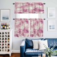 thumbnail image 2 of Pink Kitchen Curtains Valances and Tiers Set of 3 Modern Abstract Gradient Pink Geometric Texture Tier Curtains and Valance with Rod Pocket for Small Windows, 27.5"x24", 2 of 9