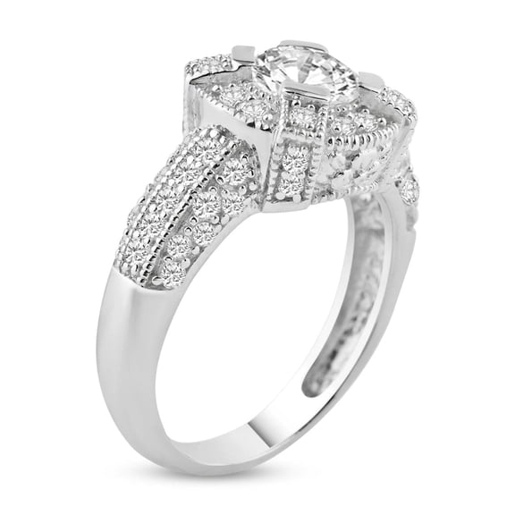 Sterling Silver 925 Rhodium Plated Pave Clear CZ Ring Ornate Band White Jewelry Female Size 6