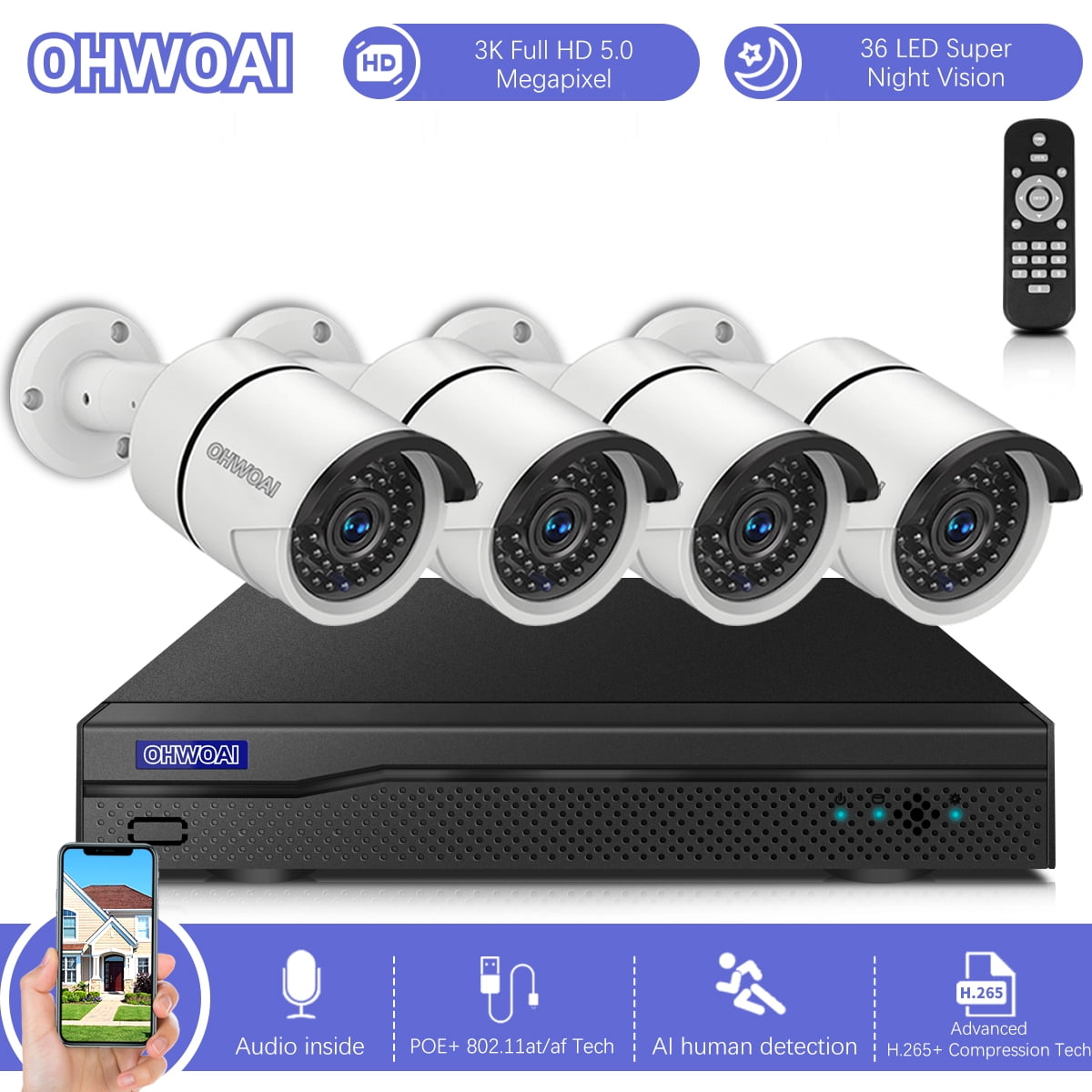 NO HDD OHWOAI 8 Channel 1080P NVR,2MP Network Video Recorder.Work for OHWOAI. 