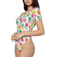 thumbnail image 2 of The Xecao Tulips Flowers Women's Crew Neck Body Suit, a short-sleeved bodysuit and basic swimsuit, both comfort and style for dating and daily life, 2 of 9