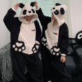 thumbnail image 1 of Kigurumis-Pijama de terciopelo Coral con capucha para hombre y mujer, ropa de dormir de una pieza con diseño de Panda, monos gruesos y cálidos para parejas, para amantes del invierno, 1 of 4