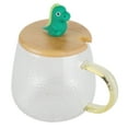 thumbnail image 4 of Verdant Touch Tasse en verre de 400 ml en verre borosilicate résistant à la chaleur avec cuillère en acier inoxydable et couvercle en bambou (dinosaure), 4 of 14