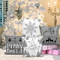thumbnail image 3 of Christmas Pillow Covers 18x18 Set of 4 Farmhouse Christmas Decorations Happy Holidays Holly Jolly Snowflake Merry Christmas Decor Pillow Cover Cushion Case for Couch Sofa(Grey), 3 of 6