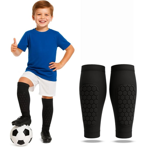 Shin Guards Kids, Youth Soccer Shin Guard Sleeves with Honeycomb Padding, Lightweight Breathable Calf Compression Shin Pads for Boys Girls Training & Games