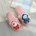 thumbnail image 5 of Lovskoo 2024 Women's Novelty Christmas Slippers Open Toe Santa Claus House Bedroom Slippers Fuzzy Plush Comfy Lined Slide Shoes Pink, 5 of 7