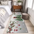 thumbnail image 4 of Runner Rug 2'x6', Christmas Tree Washable Non-Slip Hallway Runner Rugs, Grey Retro Winter Ball Berry Snowflakes Bedside Rugs Floor Mats Carpet Runners for Kitchen Bathroom Laundry Room, 4 of 8