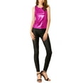 thumbnail image 3 of INSPIRE CHIC Women's Metallic Tank Top Halloween Club Party Shiny Sparkly Holographic Cami Top S Rose Red, 3 of 9