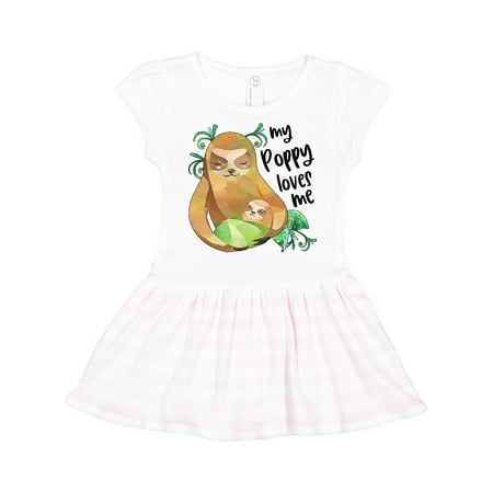 

Inktastic My Poppy Loves Me- Cute Sloth and Baby Gift Toddler Girl Dress