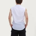 thumbnail image 6 of Mens Casual Button Down Shirts Summer Textured Solid Color Stank Sleeveless Beach Tops Streetwear, 6 of 9