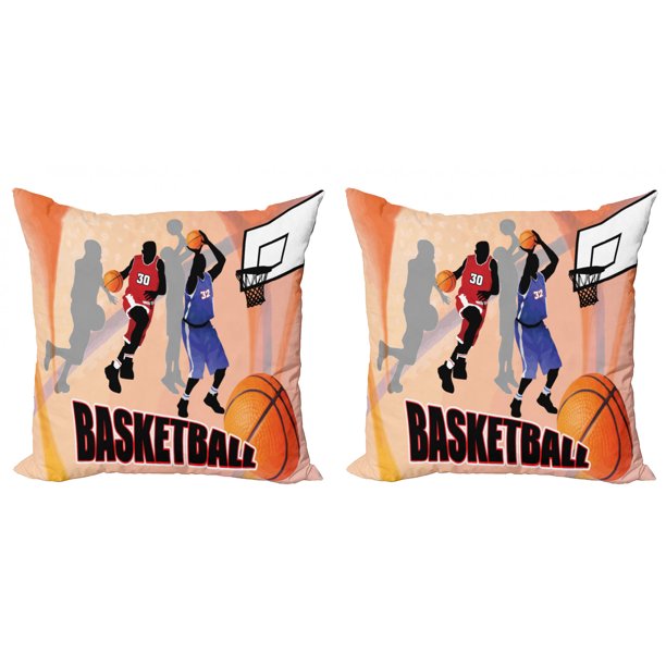 Basketball Throw Pillow Cushion Cover Pack of 2, Basketball Action