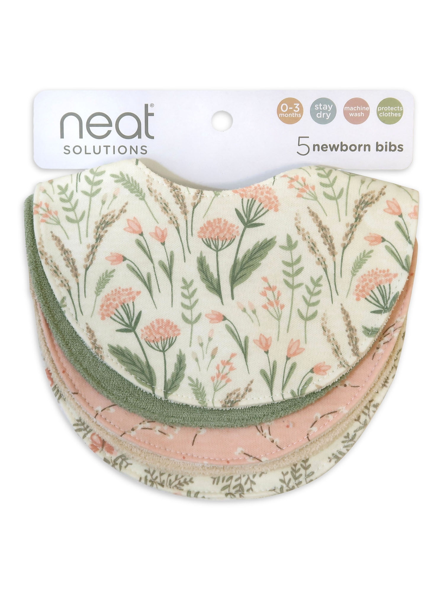 Neat Solutions 5 Pack Girl Newborn Bib