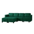 thumbnail image 5 of 116" Velvet U-Shaped Modular Sectional Sofa Couch with Storage Seats and Adjustable Armrest, Oversized 6 Seat Living Room Sofa Sets, Upholstered Sleeper Sectional Sofa for Apartment Office,  Green, 5 of 7